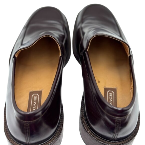 Coach Mens 12D Carson Slip-On Loafers Classic Dress Shoes Brown Leather Italy - Picture 5 of 16